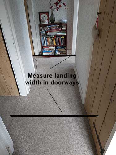 Measure width of landing including any doorways