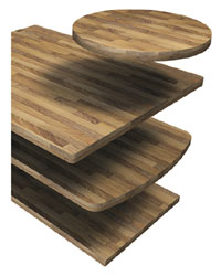 Different shaped hardwood worktops