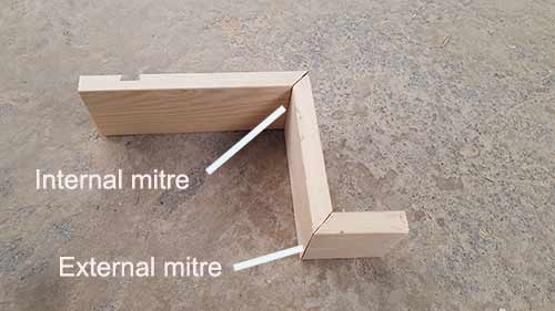 Internal and external mitre joints