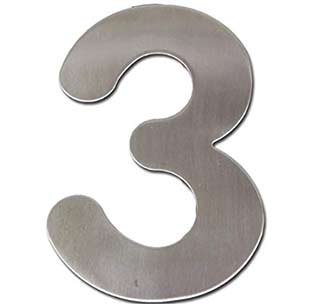 Brushed aluminium door number