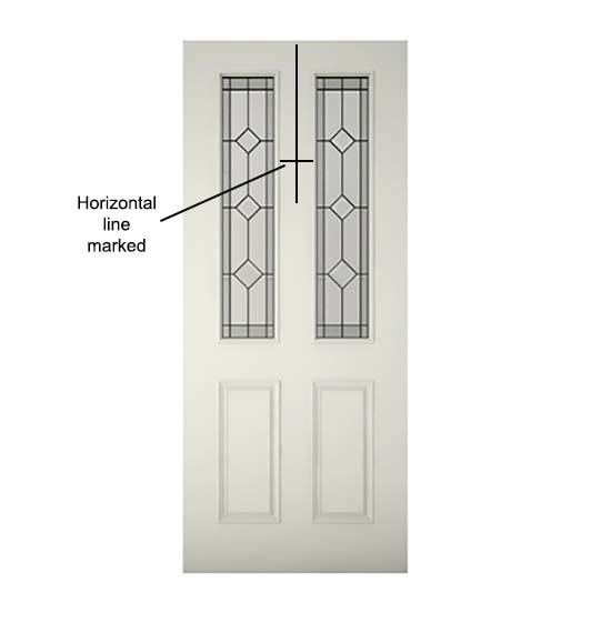 Horizontal line marked on door