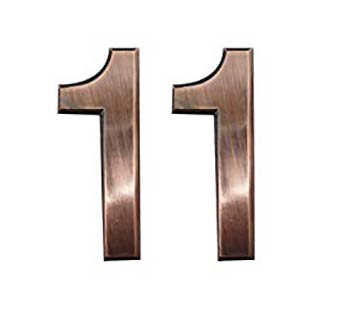 Brass effect stick on door numbers