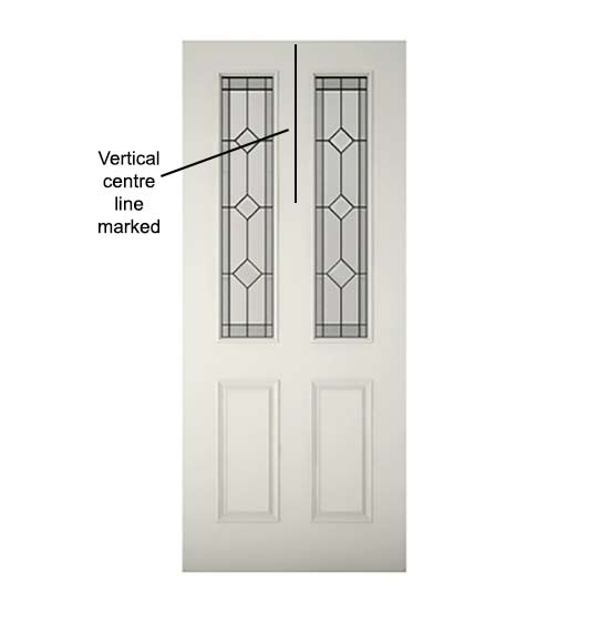 Vertical line marked on door