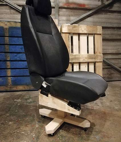 Completed office chair made using a car seat