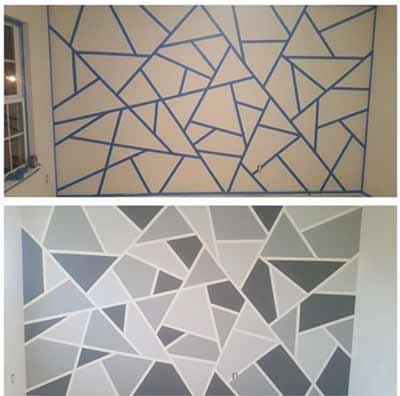 Using painters tape to create geometric design