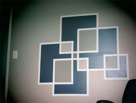 Painters tape to create squares pattern on wall