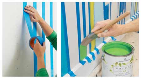 Using painters tape to create stripes