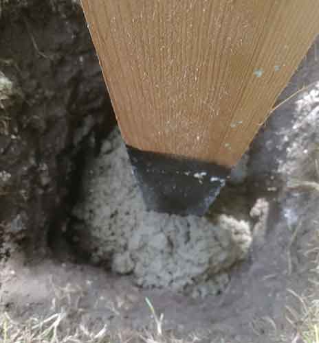 Concreting in fence post