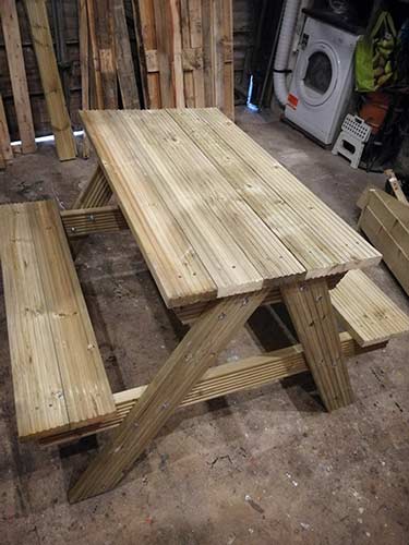 Completed picnic bench