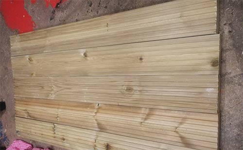 Measuring picnic bench timbers to length