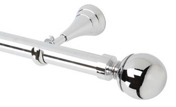 Chrome effect curtain pole