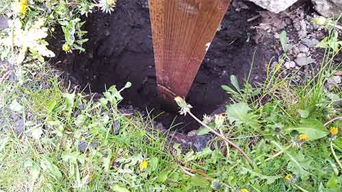 Fence post hole dug out