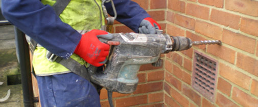 Drilling into a cavity wall