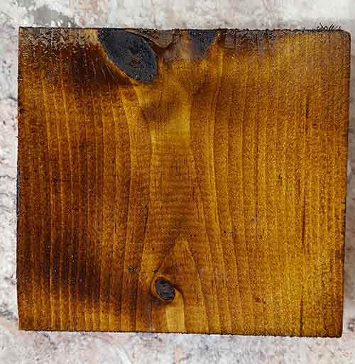 Dyed timber surface that's been varnished