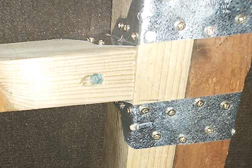 Timbafix screw used to screw through side of cross brace