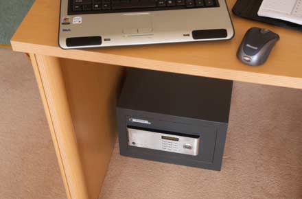 Safe installed under desk