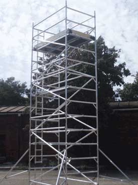 Scaffolding tower fully assembled