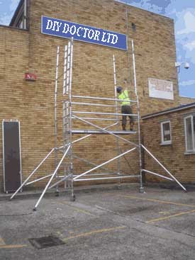 Constructing a scaffolding tower