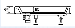 Cross section of shower tray with legs