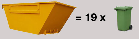 Capacity of a 6 cubic yard large skip