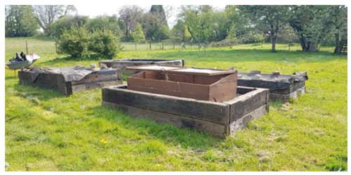 Railway sleeper raised beds