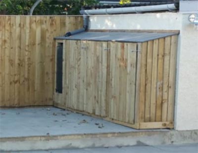 Lean-to shed for garden tools and out door toys