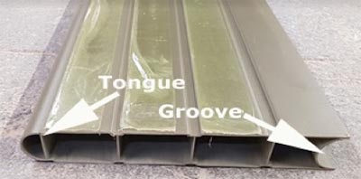 Tongue and groove sections of composite fence panel