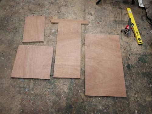 All standing desk parts accurately cut out using a decent sharp handsaw