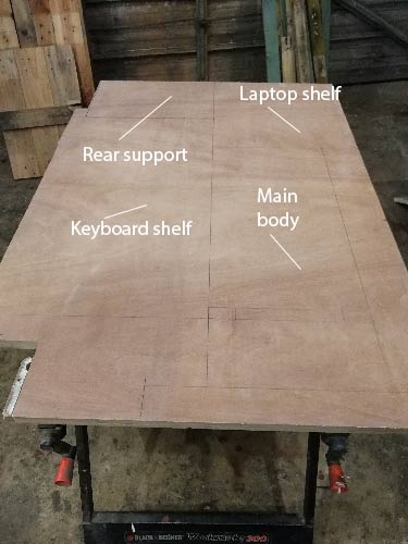 Cutting plan for standing desk