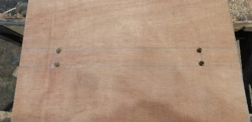 Holes drilled precisely at each corner of each mortise