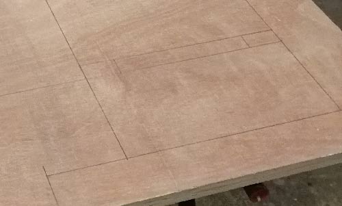 Mortise cut out for rear support marked on main body