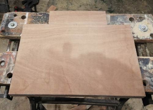 Tenon joints cut out of shelf so they can be slotted into main body of standing desk