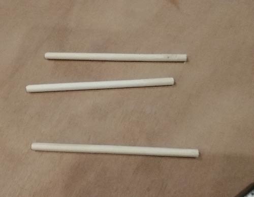 Timber pins cut to 120mm in length with end tapered