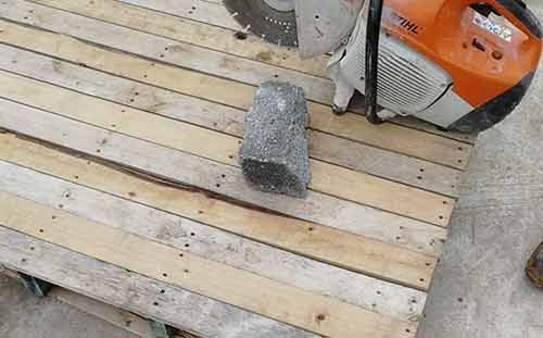 Concrete block on pallet