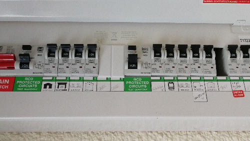 MCB's present in a modern consumer unit