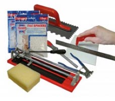 A wall and floor tiling tool set