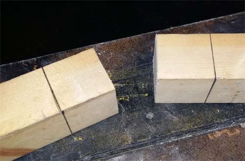 Marks on timber for shoulder of mortise and tenon