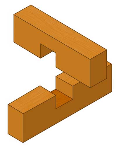 Cross halving joint cut into think timber sections
