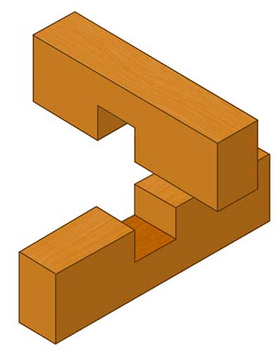 cross halving joint Cross halving joint cut into think timber sections