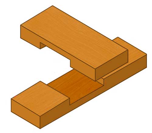 Cross halving joint using thin timber sections