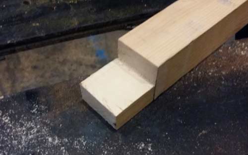 Timber halving joint cleaned up