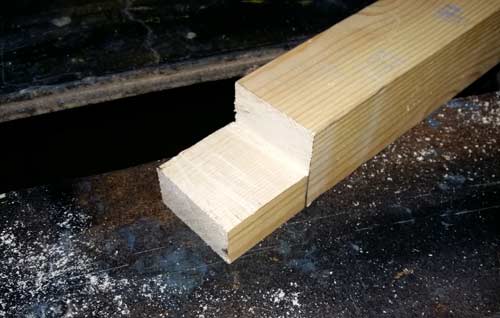 Two lines cut and waste section removed for halving joint