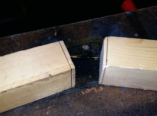 Squaring off ends of timber
