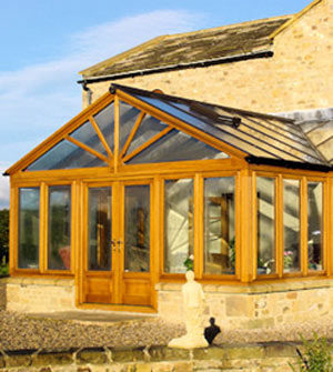 Modern style timber conservatory exterior