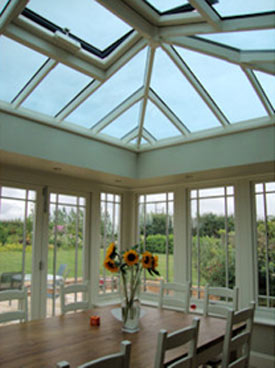 Modern style timber conservatory interior