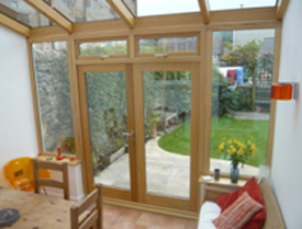 Smaller modern timber conservatory interior