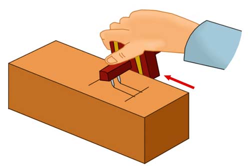 Marking out using a mortise gauge