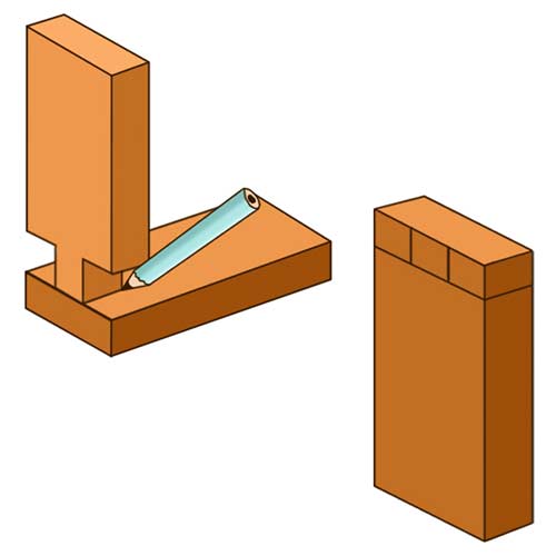 Marking finger to cut on second timber