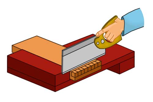 Cutting timber using a bench hook
