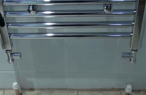 Towel radiator hung on wall